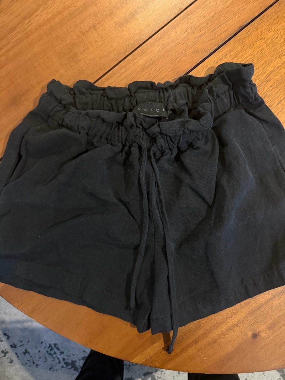 Hatch Black Drawstring High-Waist Women's Shorts (maternity)